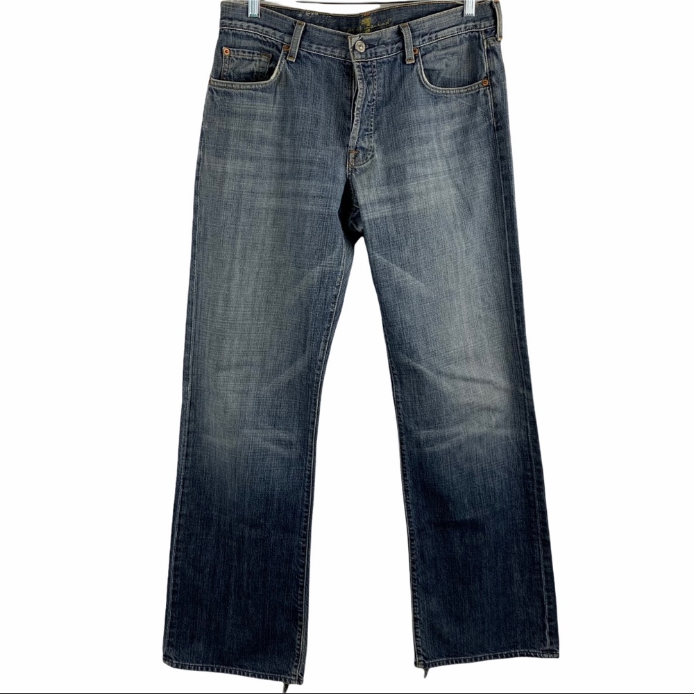 7 For All Mankind Extra Long Relaxed Fit Medium Wash Straight Leg Men's Size 34
